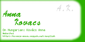 anna kovacs business card